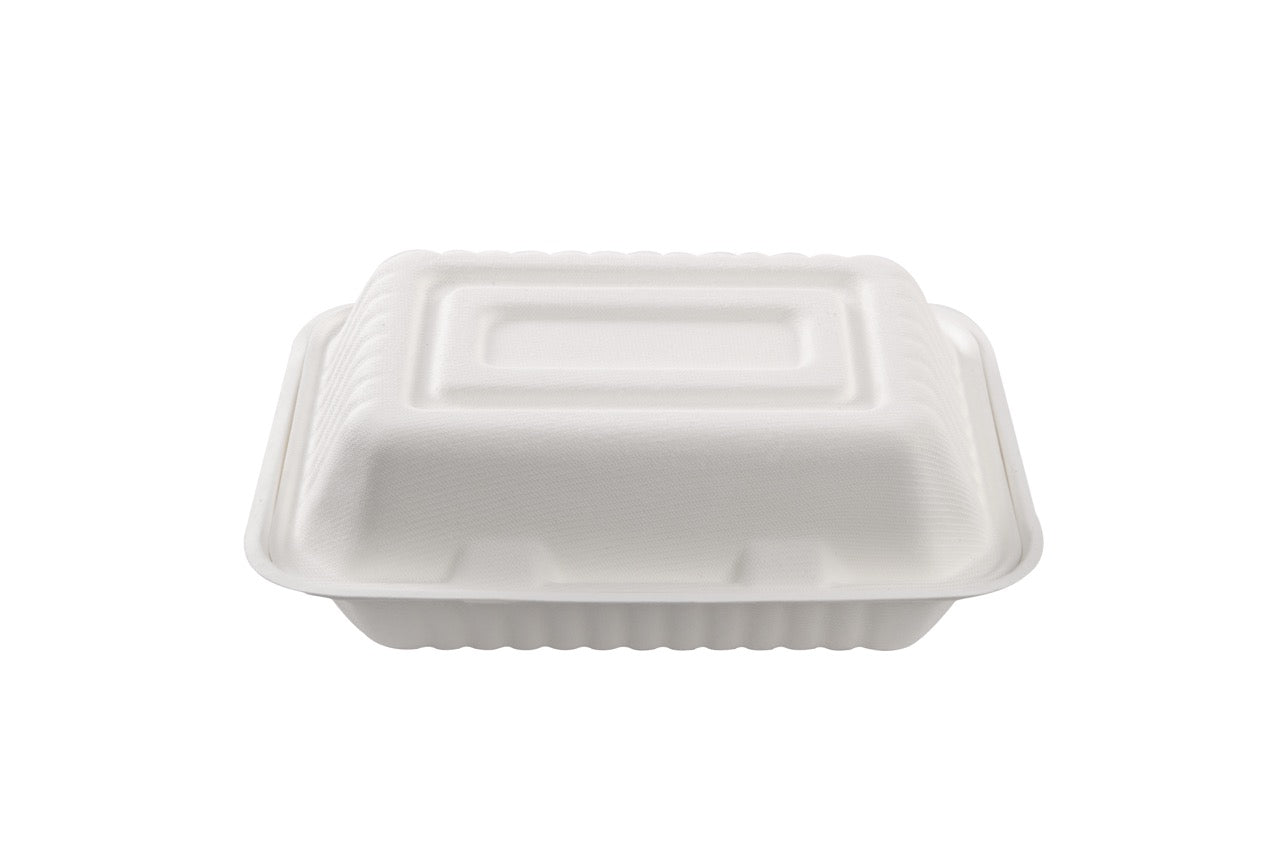 Boîte repas blanche en canne à sucre 1200 ml - 300 unités