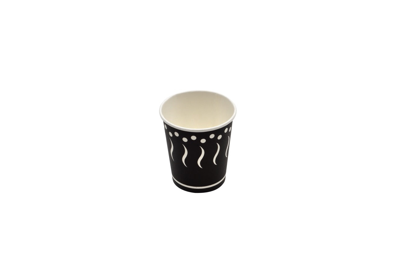 Gobelet en carton noir décoré 210 ml - 1000 unités