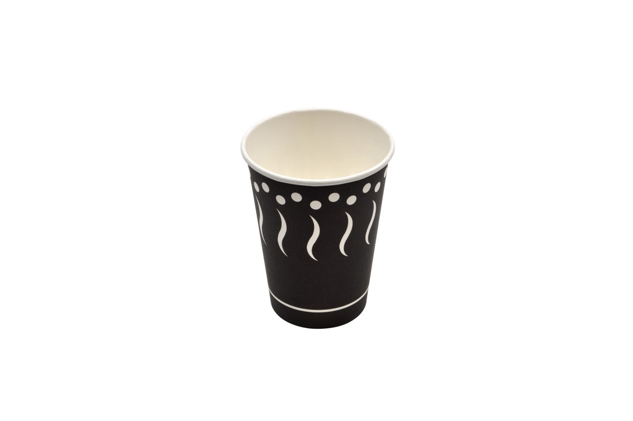 Gobelet en carton noir décoré 360 ml - 1000 unités
