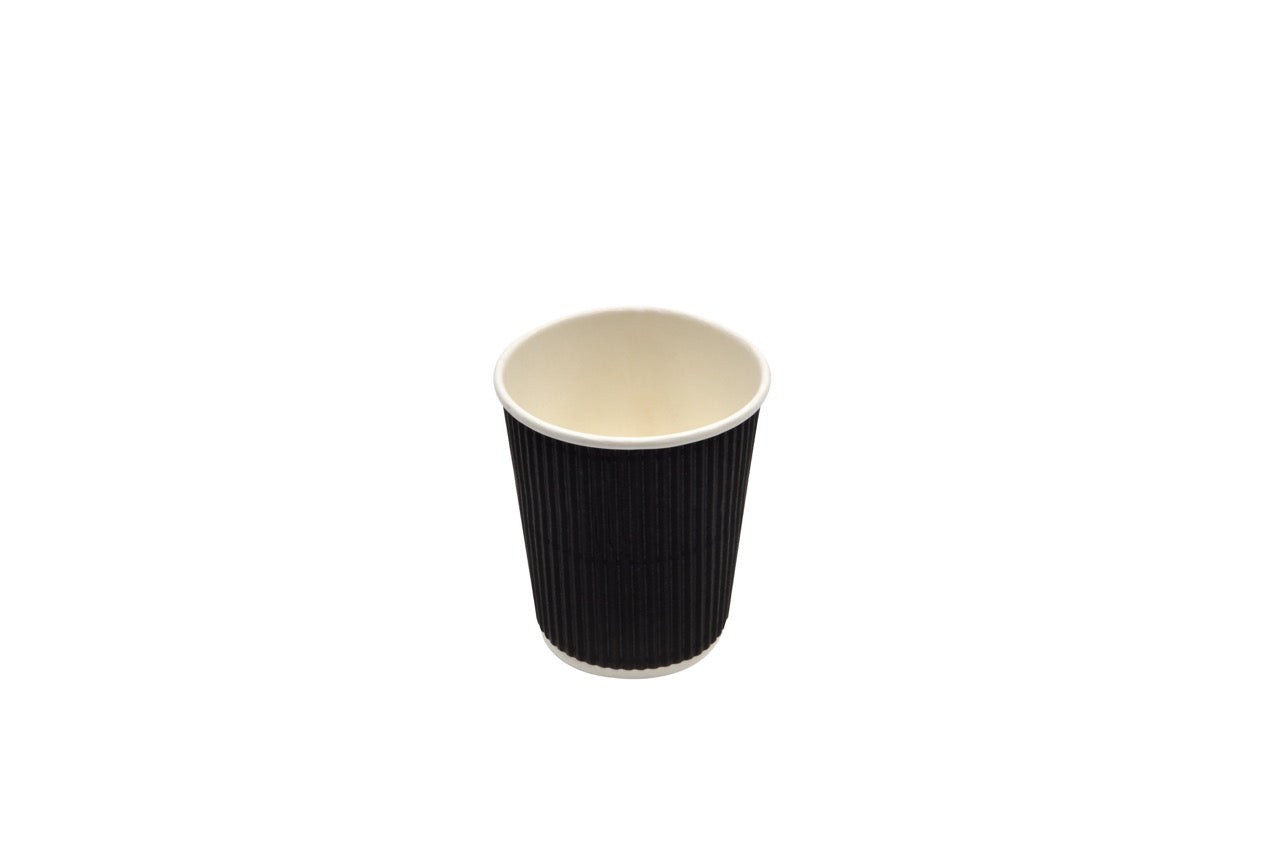 Gobelet en carton blanc double paroi ondulée noir 240 ml - 500 unités