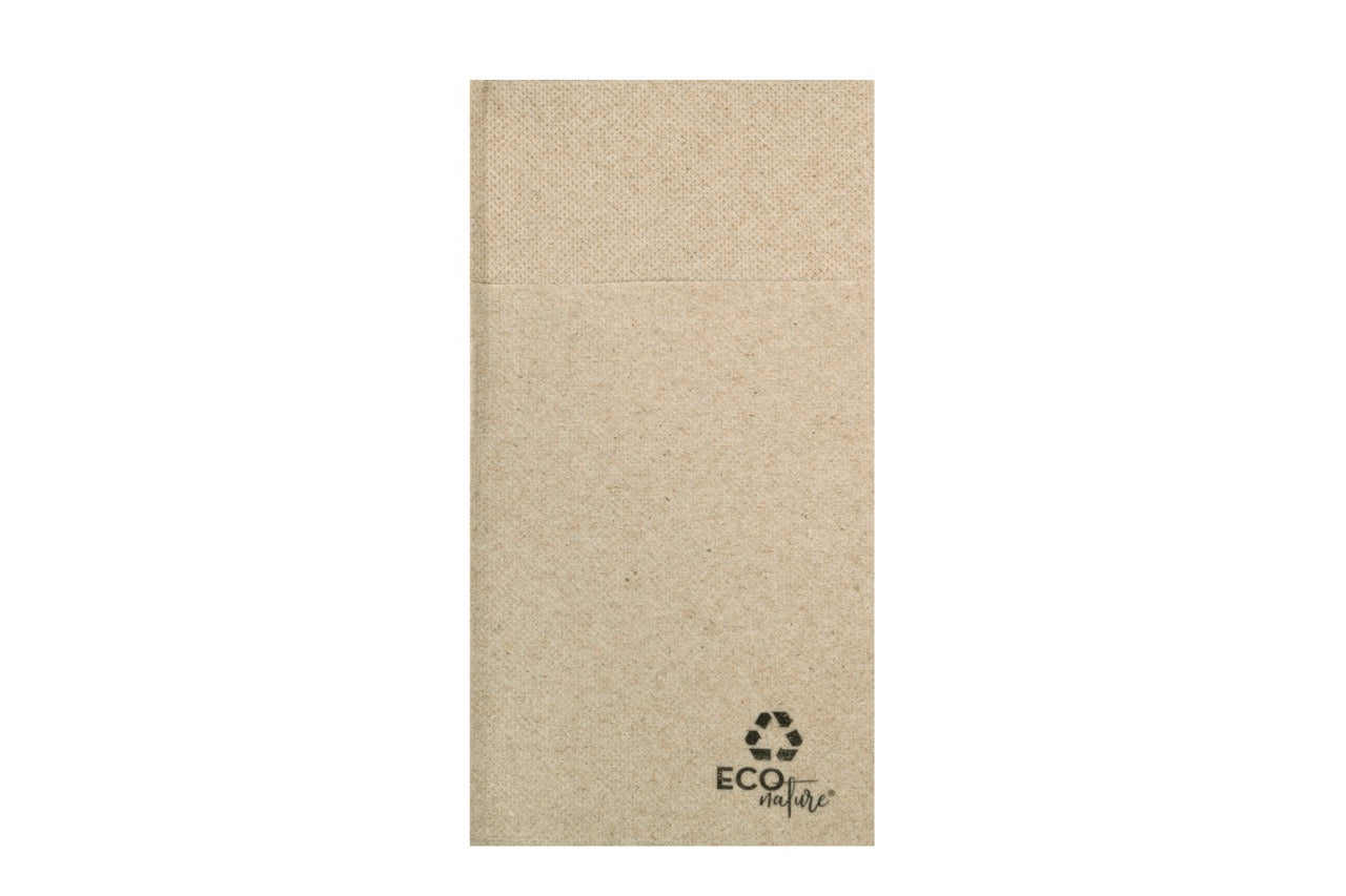Serviette en ouate recyclée naturelle 40 x 40 cm gaufrée-collée 2 plis pliée en 8 Kangourou - 960 unités