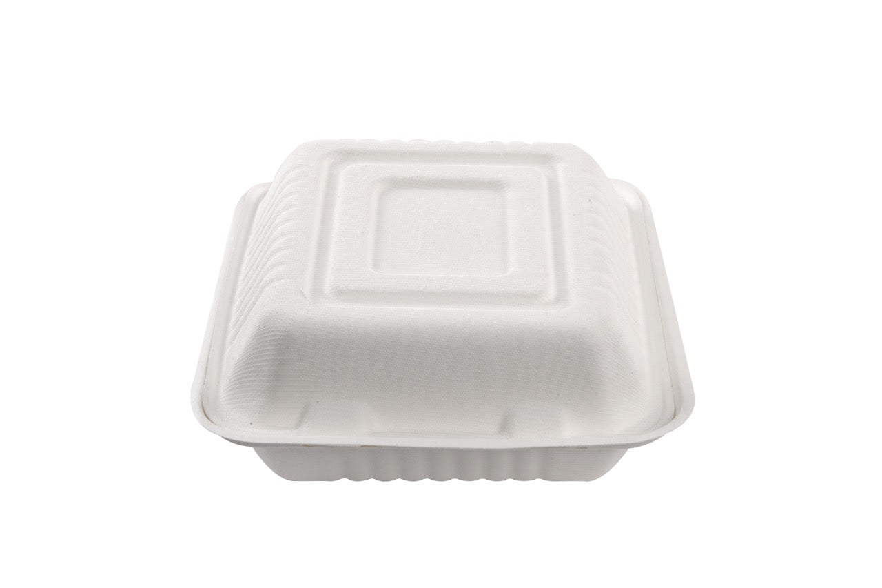 Boîte repas blanche à 3 compartiments en canne à sucre 900 ml - 200 unités