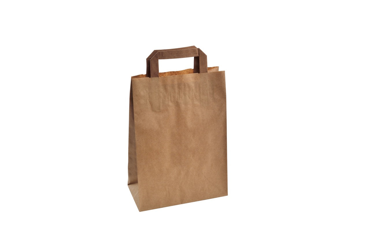 Sac à poignées plates en papier kraft 22 + 10 x 29 cm - 250 unités