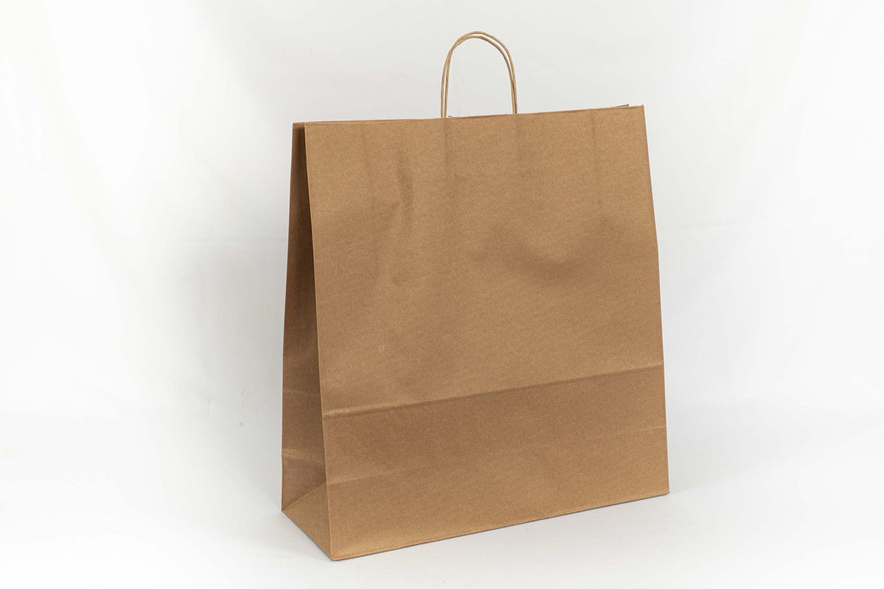 Sac à poignées torsadée en papier kraft 45 + 16 x 48 cm - 250 unités