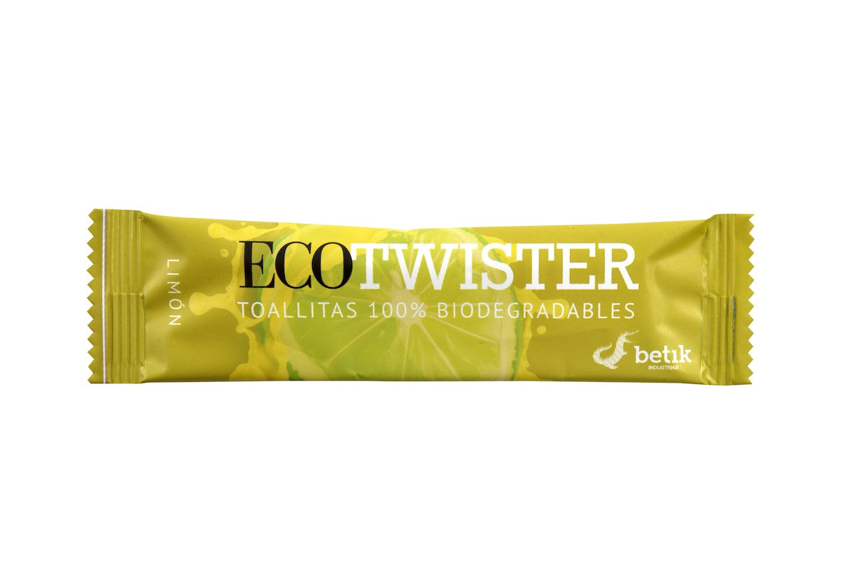 Rince-doigts Ecotwister en fibres végétales 100% biodégradables citron 22 x 20 cm | 1000 unités