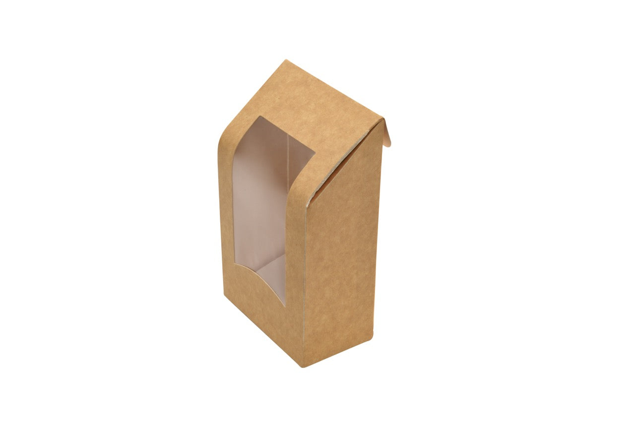 Boîte wraps en carton kraft avec fenêtre en PLA 9,5 x 5,3 x 15 cm - 600 unités