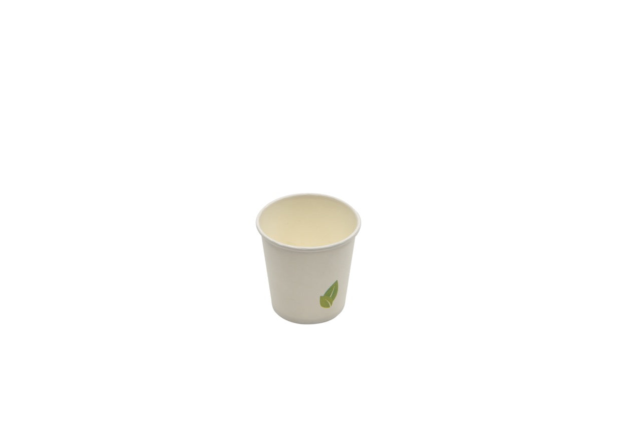 Gobelet en carton blanc avec feuille 120 ml - 1000 unités