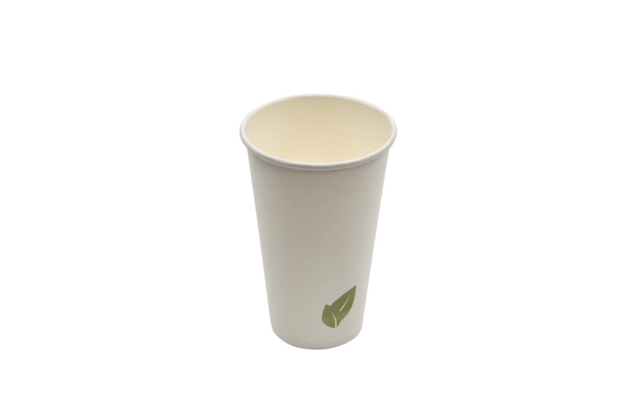 Gobelet en carton blanc avec feuille 480 ml - 1000 unités