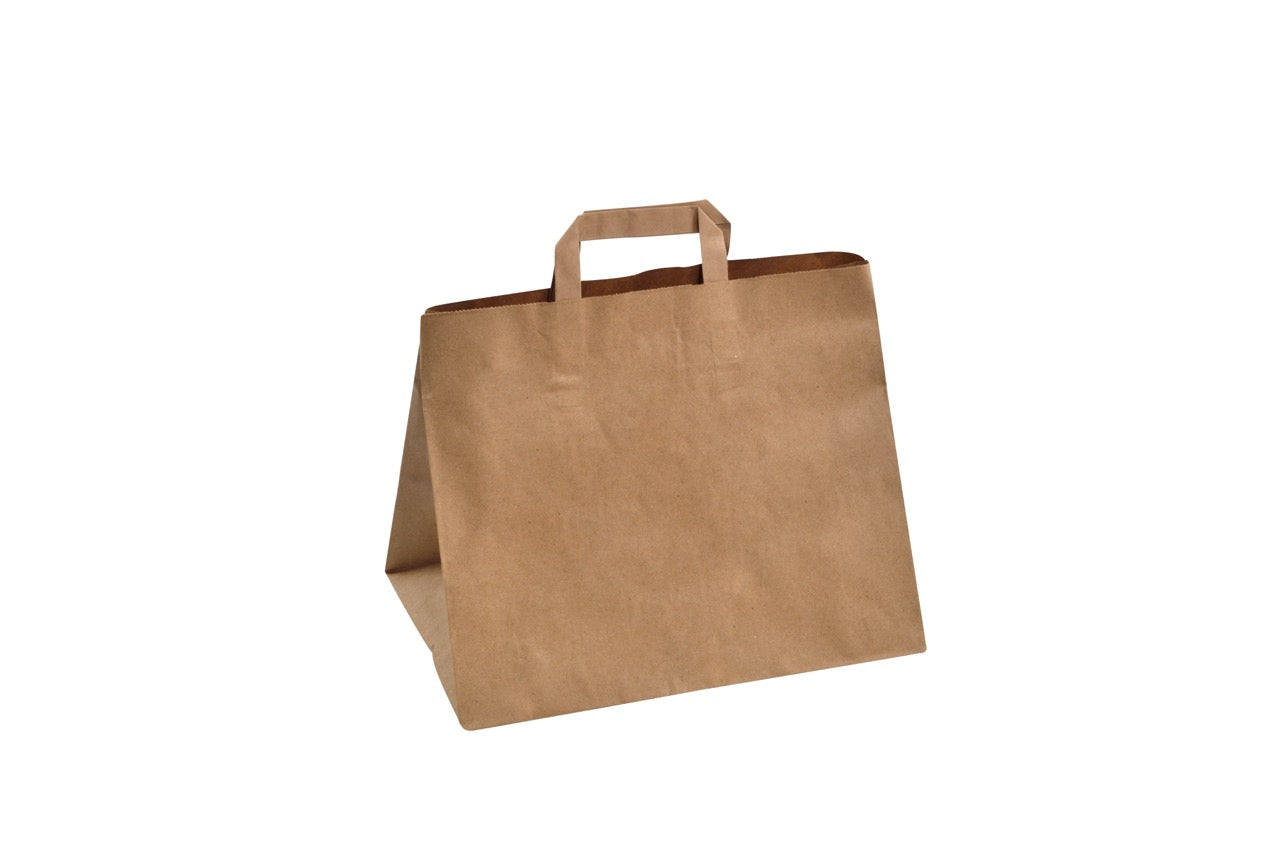 Sac à poignées plates en papier kraft 32 + 22 x 26 cm - 250 unités