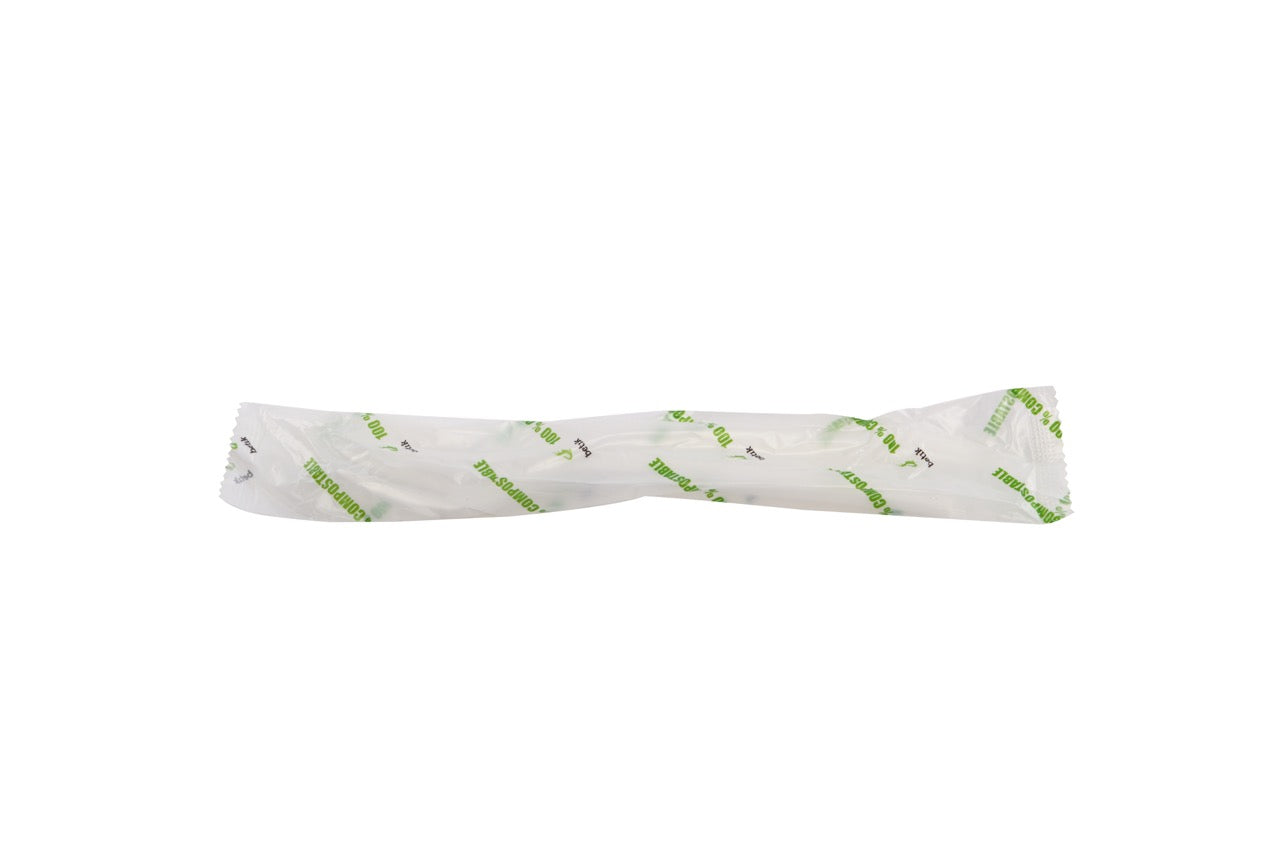 Fourchette blanche CPLA emballée individuellement 16,8 cm - 500 unités