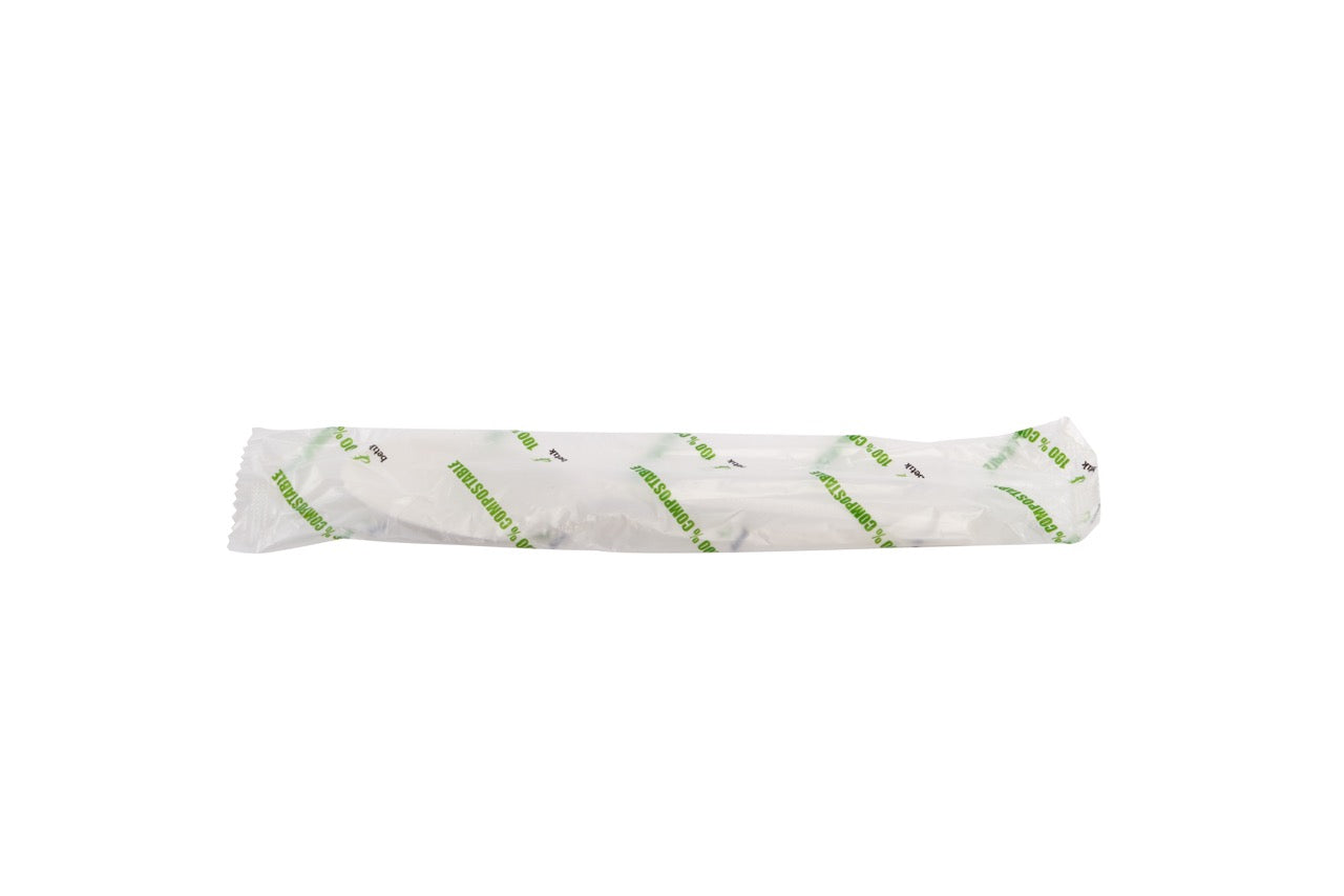 Cuillère blanche CPLA emballée individuellement 16,8 cm - 500 unités