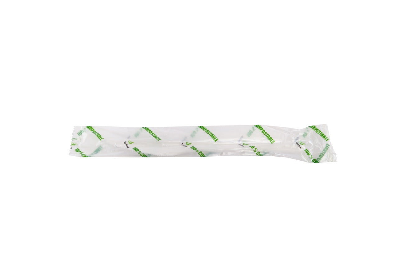 Couteau blanc CPLA emballé individuellement 16,8 cm - 500 unités