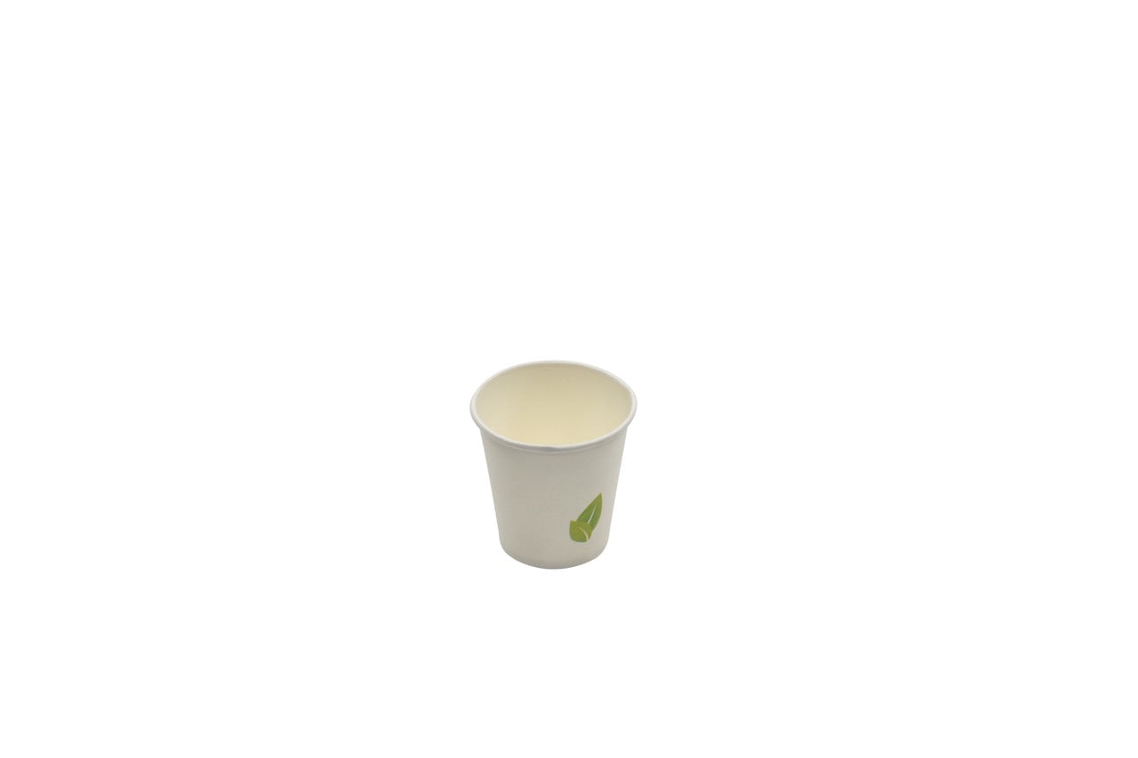 Gobelet en carton blanc avec feuille 90 ml - 1000 unités