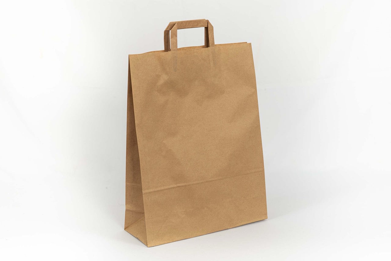 Sac à poignées plates en papier kraft 32 + 12 x 41 cm - 250 unités