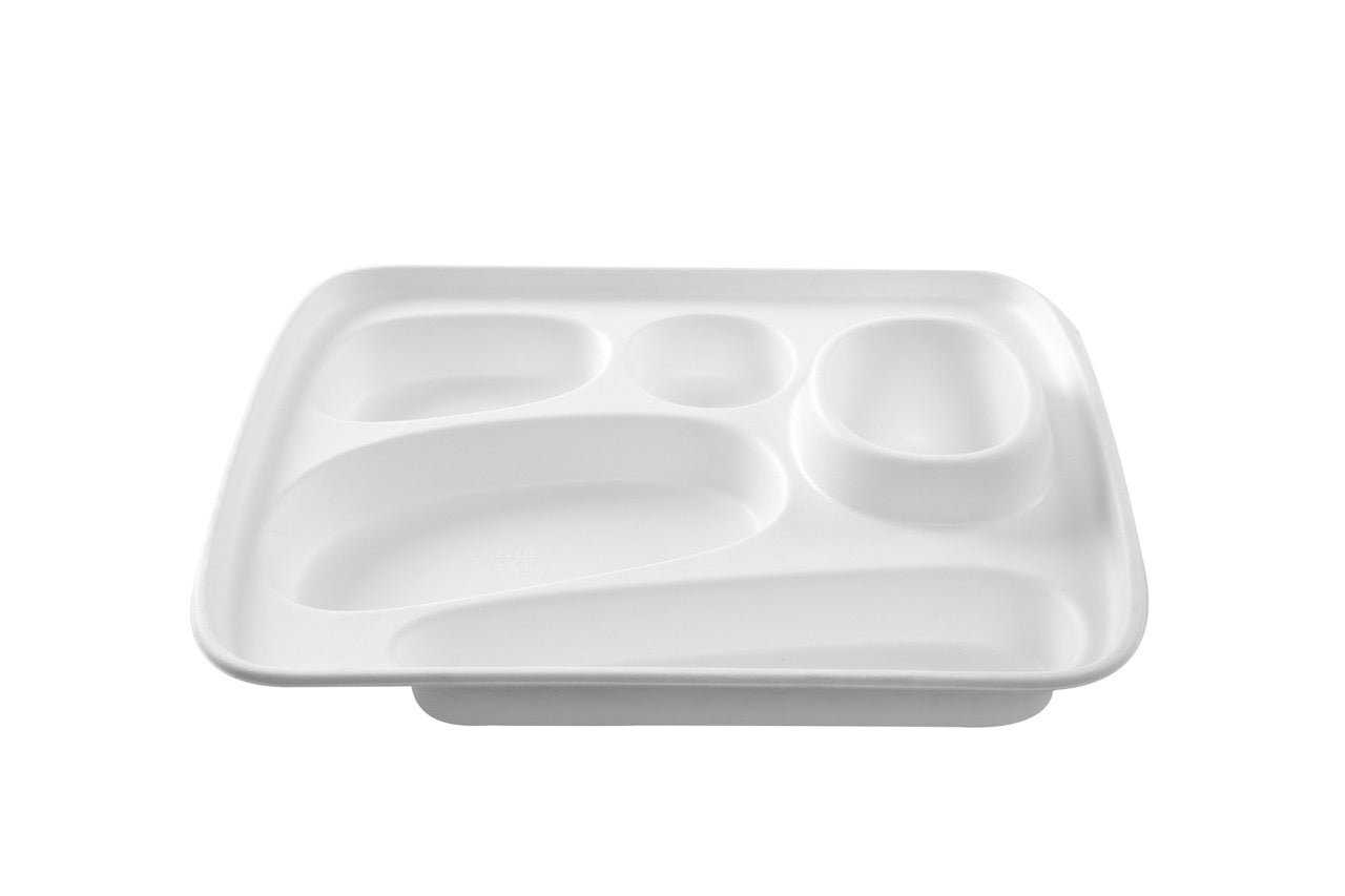 EKO Food Tray Small - Plateau repas blanc en canne à sucre 30,5 x 25 cm - 120 unités
