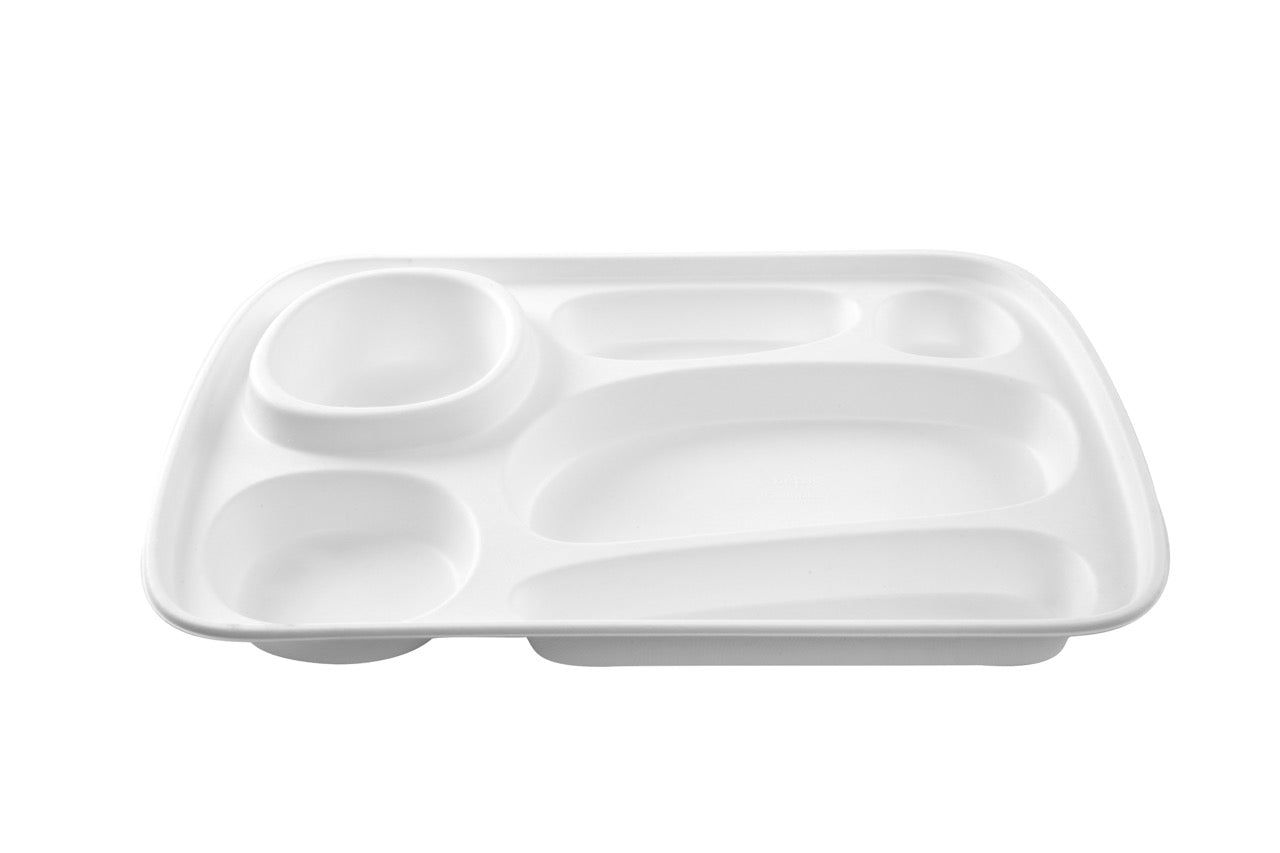 EKO Food Tray Big - Plateau repas blanc en canne à sucre 39 x 28 cm - 120 unités