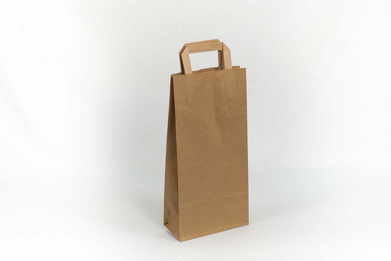 Sac à poignées plates en papier kraft 18 + 9 x 37 cm - 250 unités