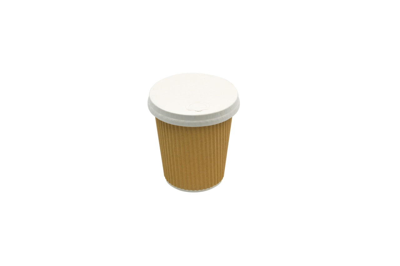 Couvercle carton blanc SANS PLASTIQUE à 3 fermetures pour gobelet 240 ml - 1000 unités