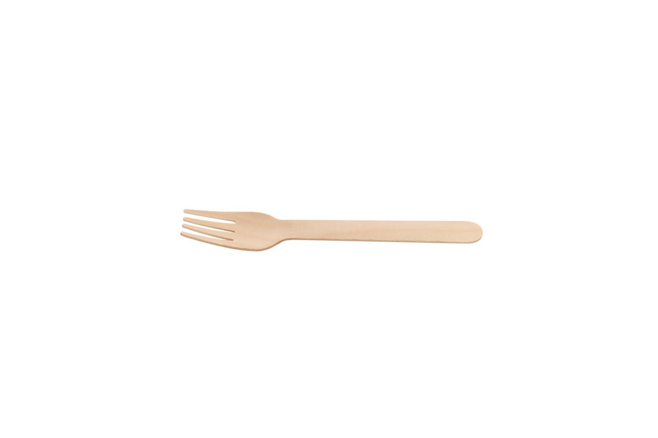Fourchette en bois emballée individuellement 16,5 cm - 500 unités