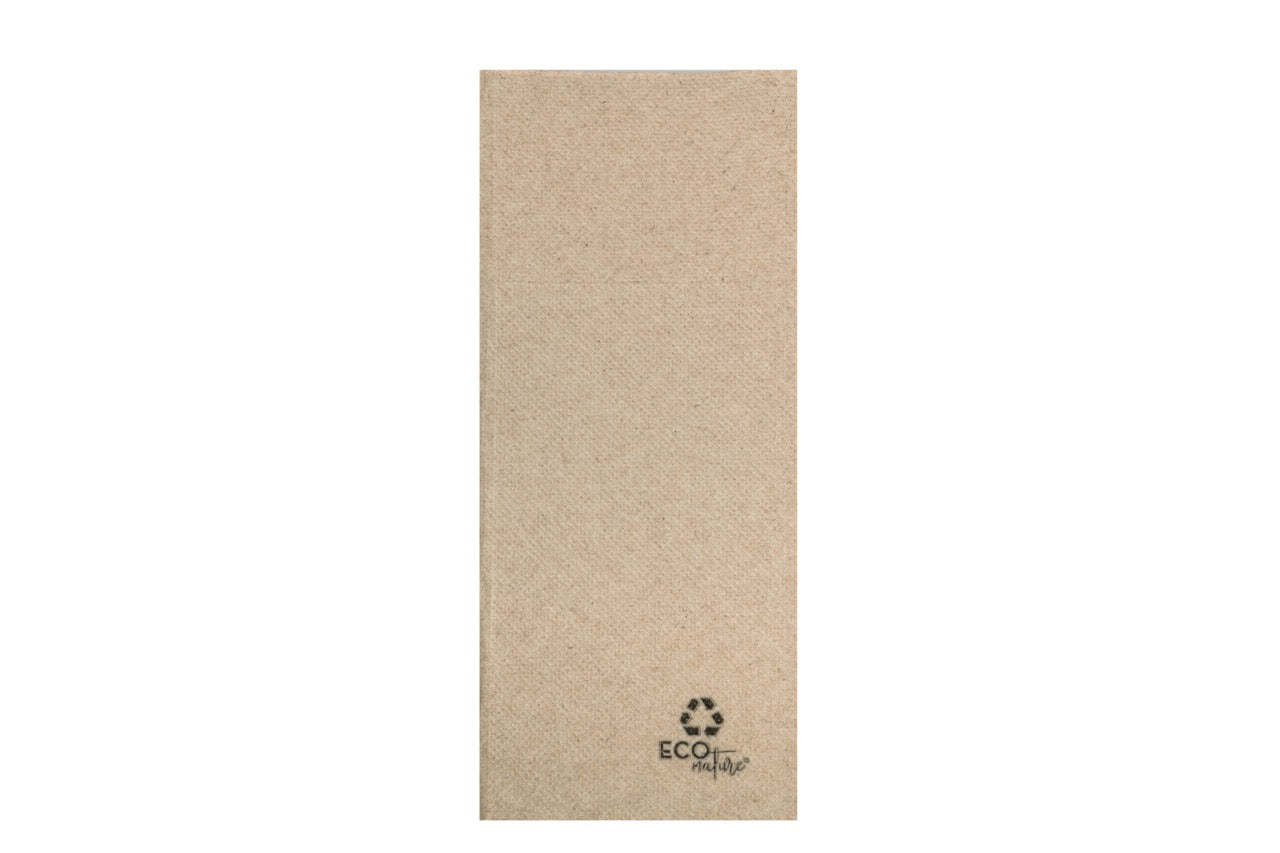 Serviette en ouate recyclée naturelle 32 x 40 cm gaufrée-collée 2 plis pliée en 6 Kangourou - 1200 unités