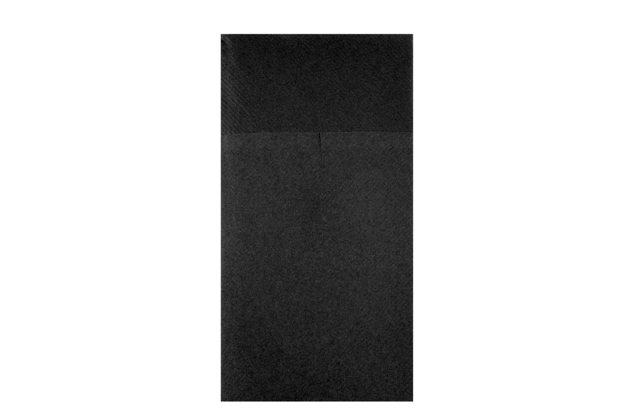 Serviette airlaid noire 40 x 40 cm pliée en 8 Kangourou - 480 unités