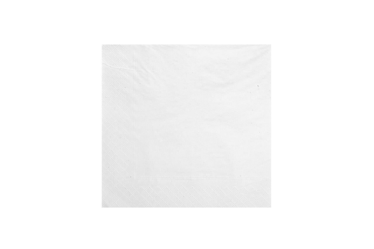 Serviette en ouate blanche 30 x 30 cm gaufrée-collée 2 plis pliée en 4 - 4800 unités