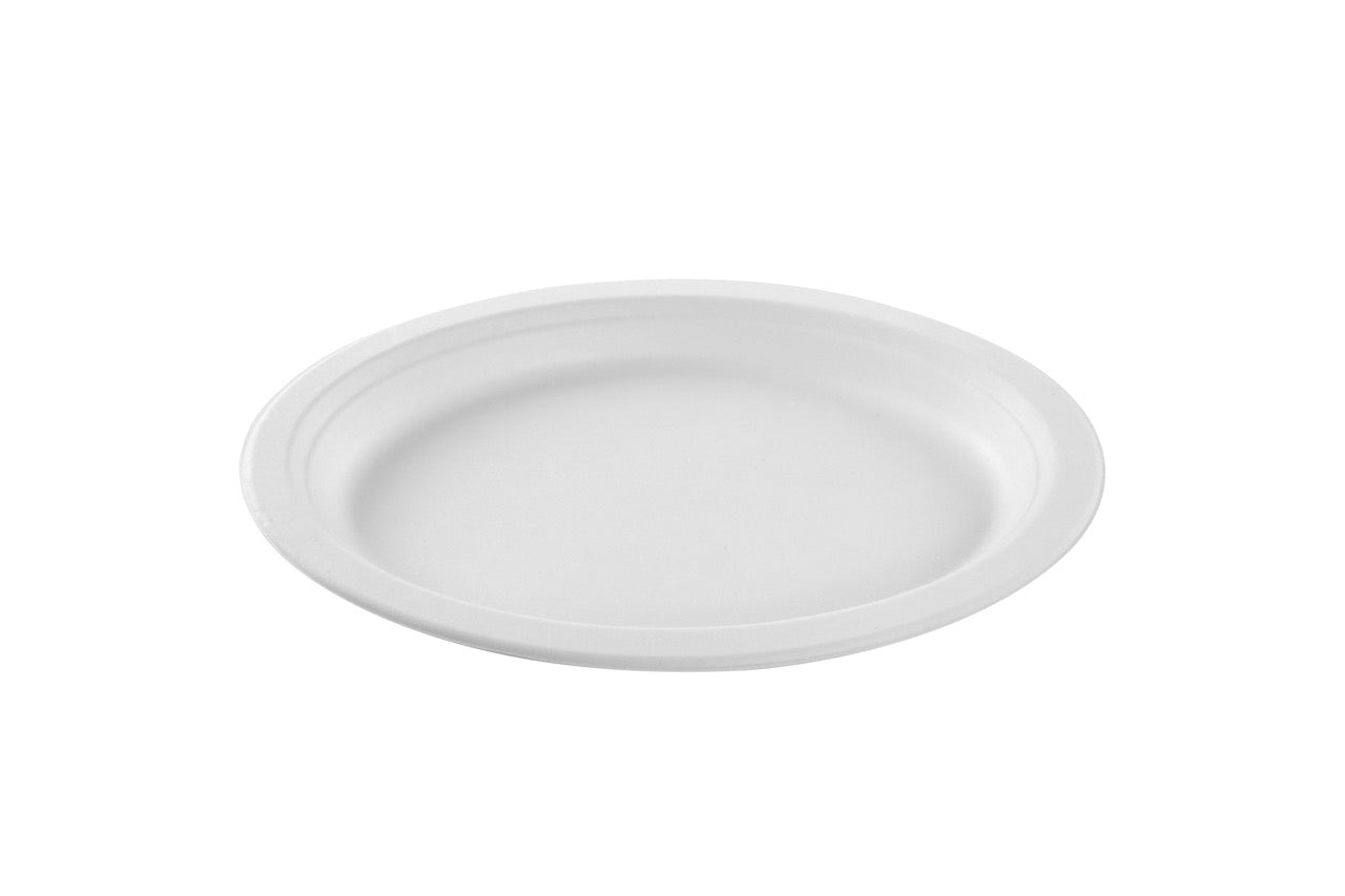 Assiette ovale blanche en canne à sucre SANS PFAS 26 x 20 cm - 800 unités