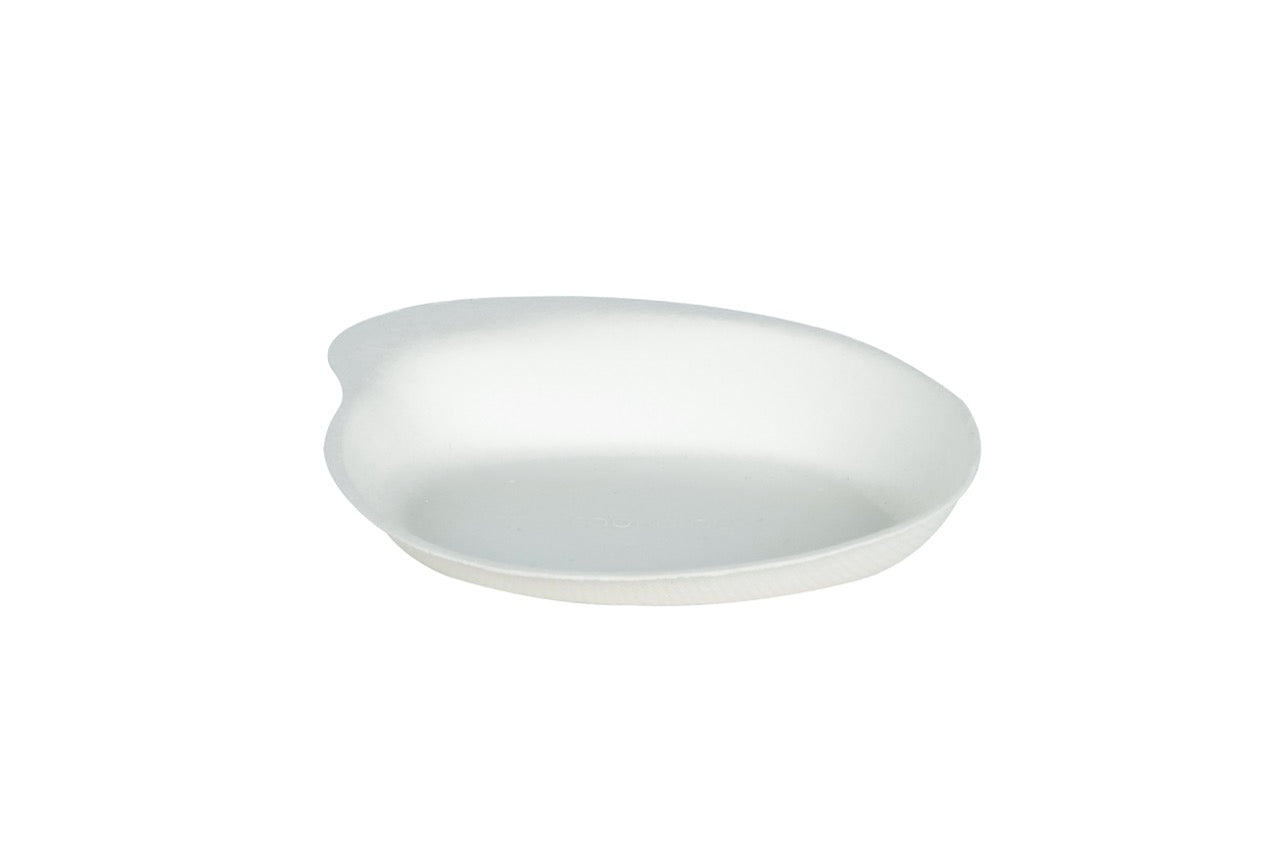 EKO Mini Side - Mini Assiette blanche en canne à sucre 8,5 x 11,5 cm - 1000 unités
