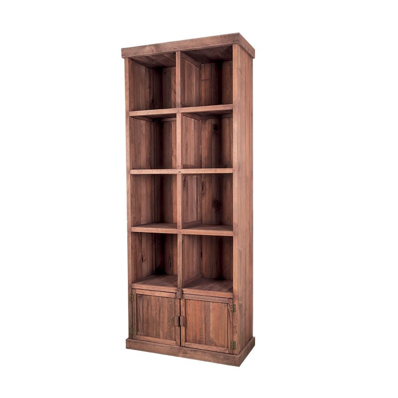 Meuble présentoir pin 8 cases 2 portes Madera GRIS | 1 Unité(s)