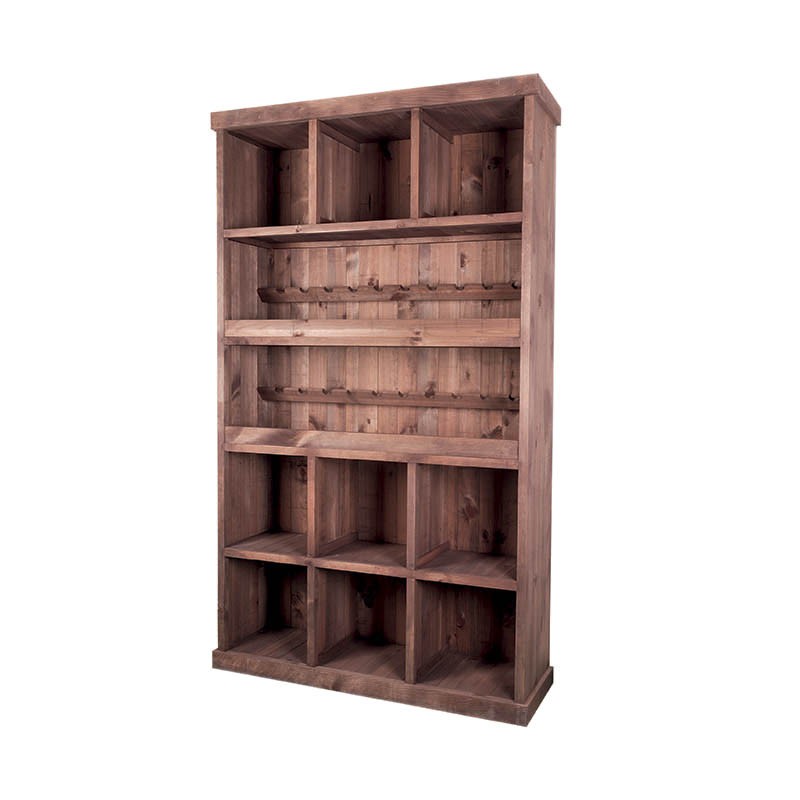 Meuble présentoir pin 9 cases 2 étagères Madera GRIS | 1 Unité(s)