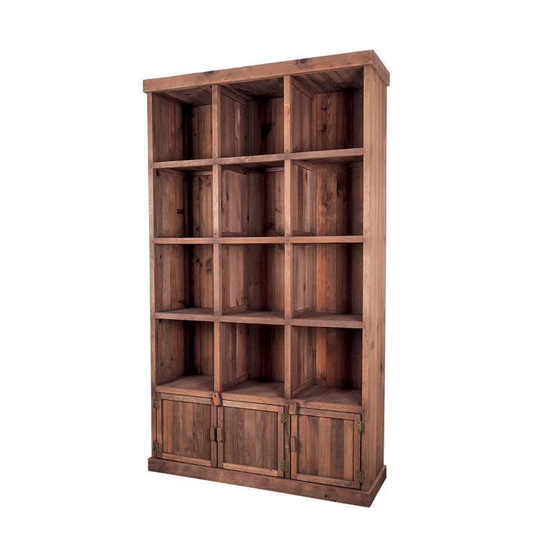 Meuble présentoir pin 12 cases 3 portes Madera GRIS | 1 Unité(s)