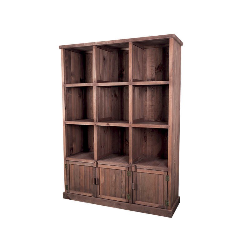 Meuble Présentoir pin 9 cases 3 portes Madera GRIS | 1 Unité(s)