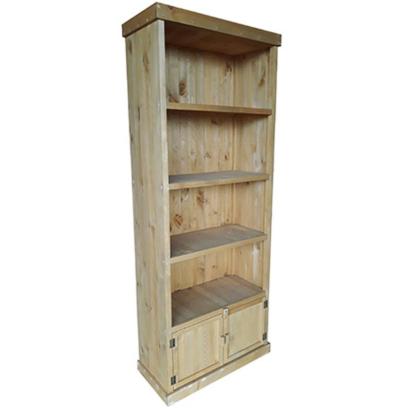 Meuble Présentoir pin 4 étagères 2 portes Madera MIEL | 1 Unité(s)