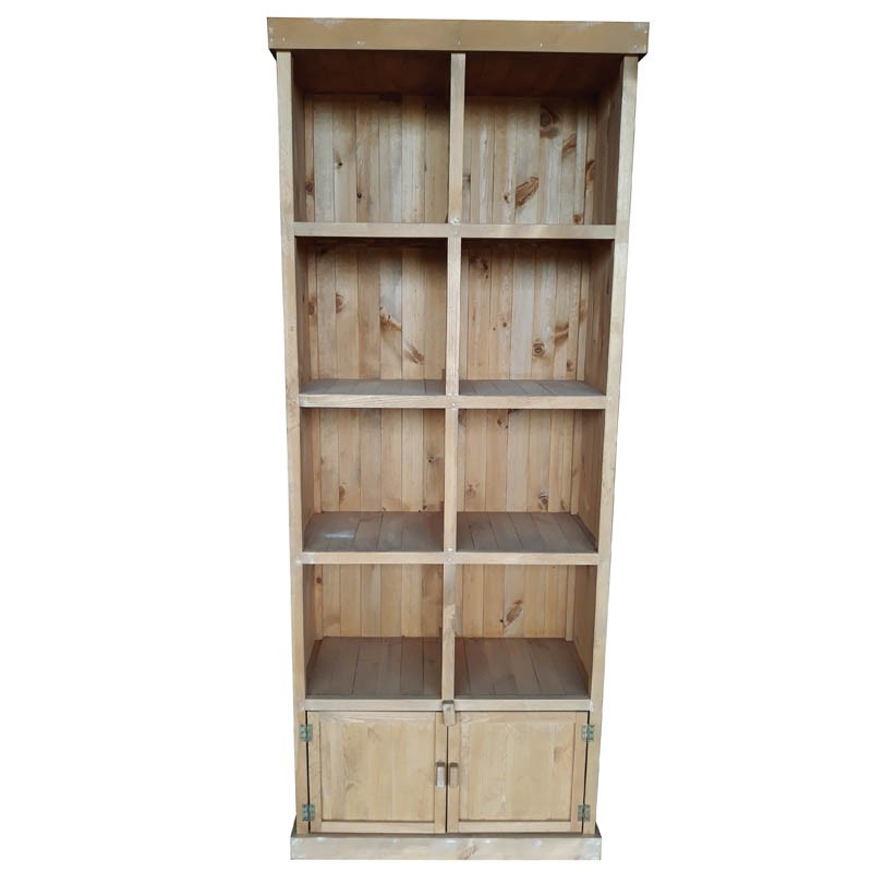 Meuble présentoir pin 8 cases 2 portes Madera MIEL | 1 Unité(s)