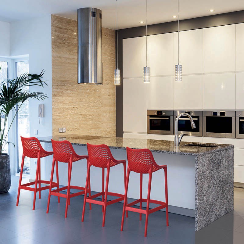 Chaise haute de restaurant exterieure Air ROUGE PLASTIQUE | 4 Unité(s)