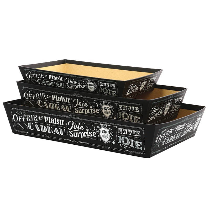 Corbeille carton rectangle Vintage 36x27 NOIR CARTON | 30 Unité(s)