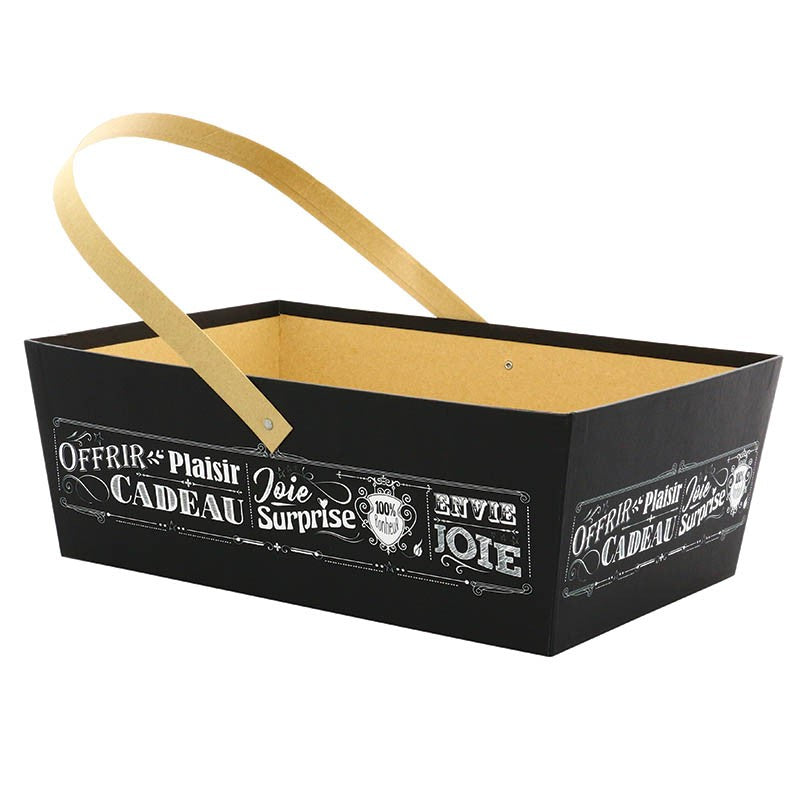 Panier trotteur rectangle carton Vintage 36x25 NOIR CARTON | 24 Unité(s)