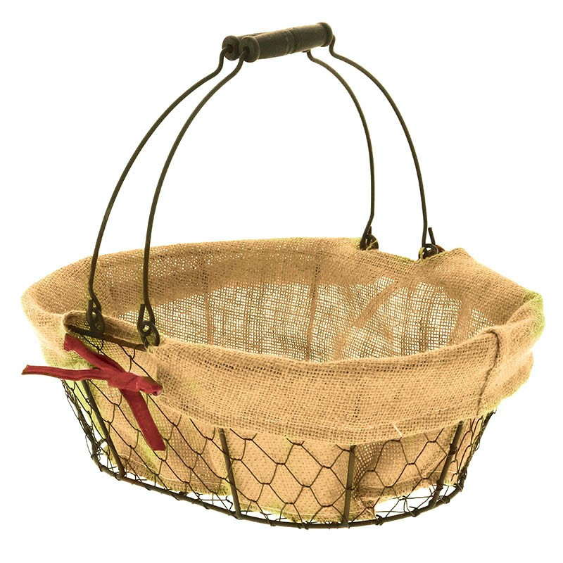 Panier ovale métal & tissu Charlotte 36x26 MARRON METAL | 20 Unité(s)