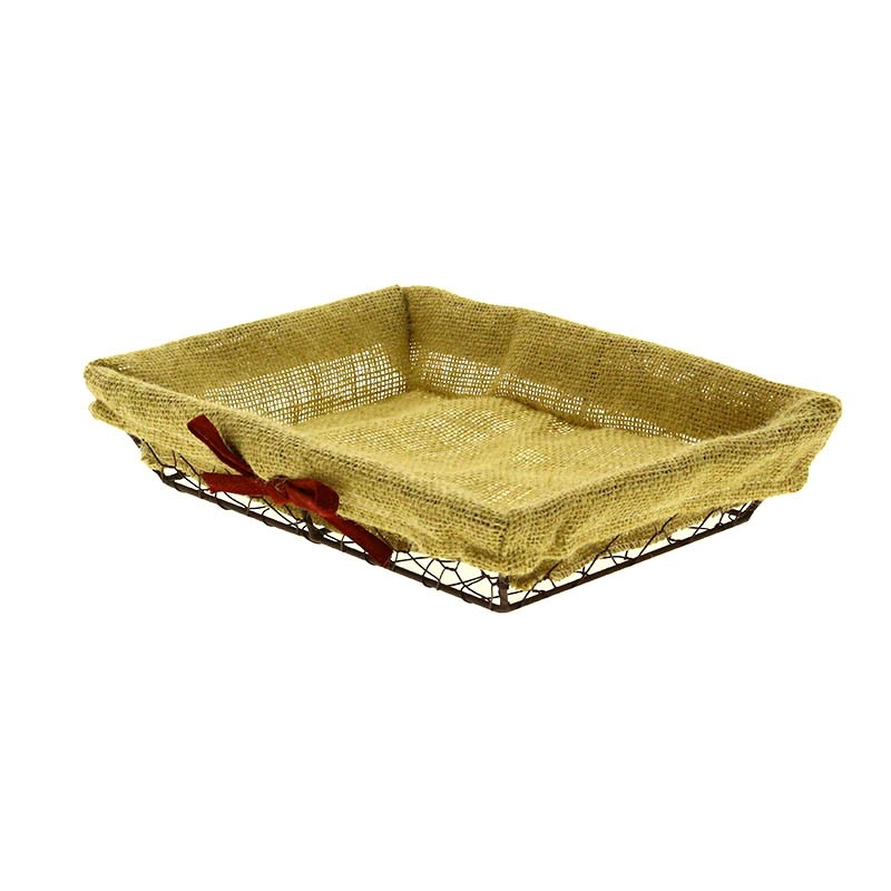 Corbeille rectangle métal tissu Charlotte 28x20 MARRON METAL | 40 Unité(s)