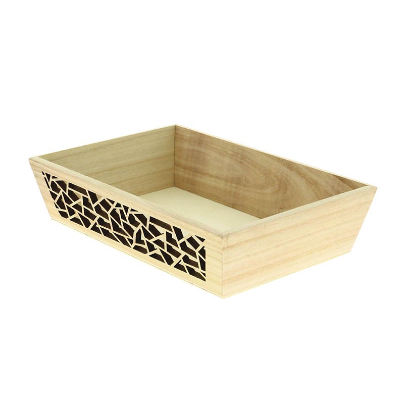 Corbeille bois rectangle Laser 28x18 BOIS BOIS | 20 Unité(s)
