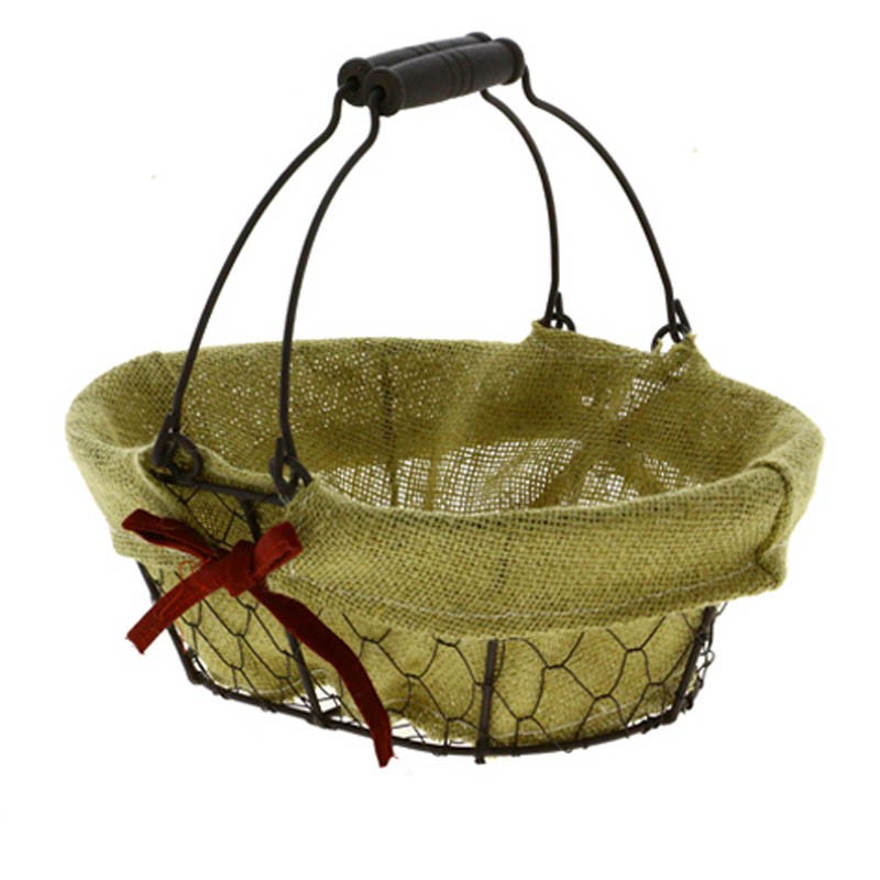 Panier ovale métal & tissu Charlotte 28x20 MARRON METAL | 20 Unité(s)