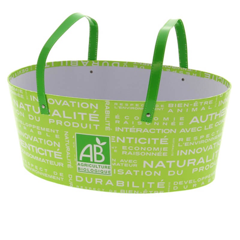 Panier ovale carton Bio 36x25 VERT CARTON | 12 Unité(s)