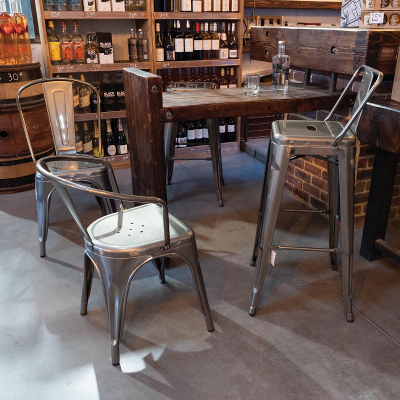 Fauteuil restaurant métal Chicago GRIS METAL | 4 Unité(s)