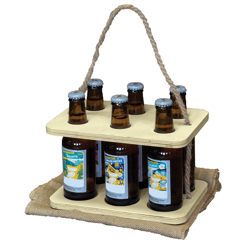 Serviteur bois 6 bières 24x16.5x2.6cm Bois BOIS | 20 Unité(s)