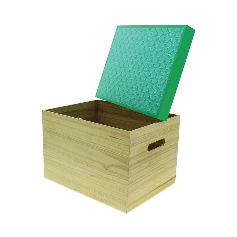 Boite rectangle bois Amandine vert BOIS | 6 Unité(s)
