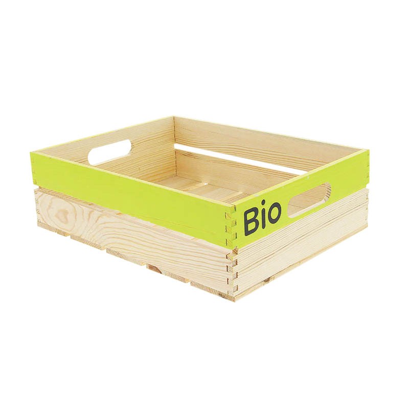 Cagette bois rectangle pm + logo bio VERT BOIS | 6 Unité(s)