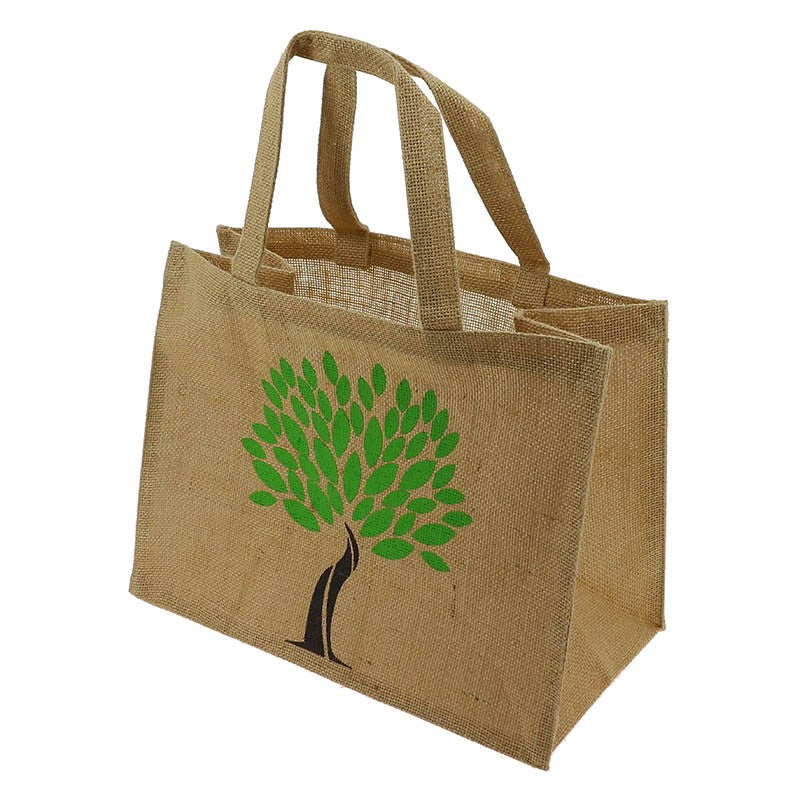 Sac jute logo arbre 42x20 MARRON JUTE | 50 Unité(s)