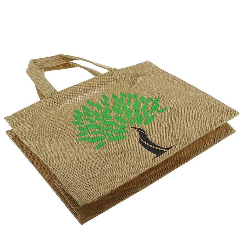 Sac jute logo arbre 42x20 MARRON JUTE | 50 Unité(s)