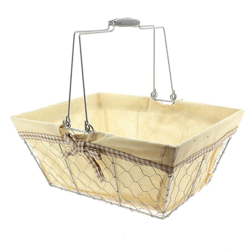 Panier rectangle métal & coton Bocage 38x28 BEIGE METAL | 20 Unité(s)