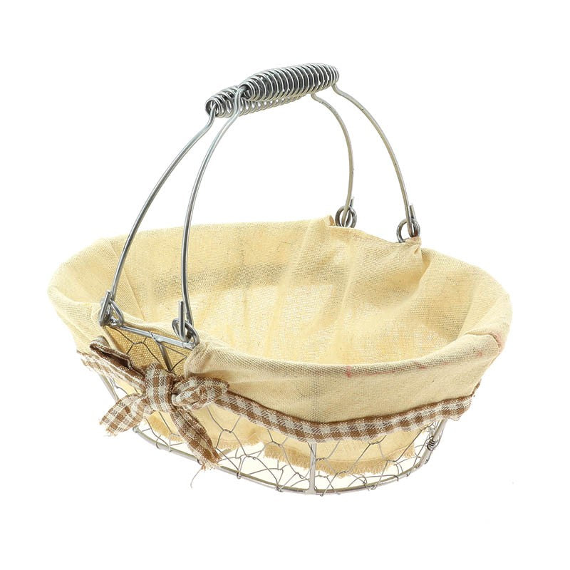 Panier ovale métal & coton Bocage 28x20 BEIGE METAL | 20 Unité(s)